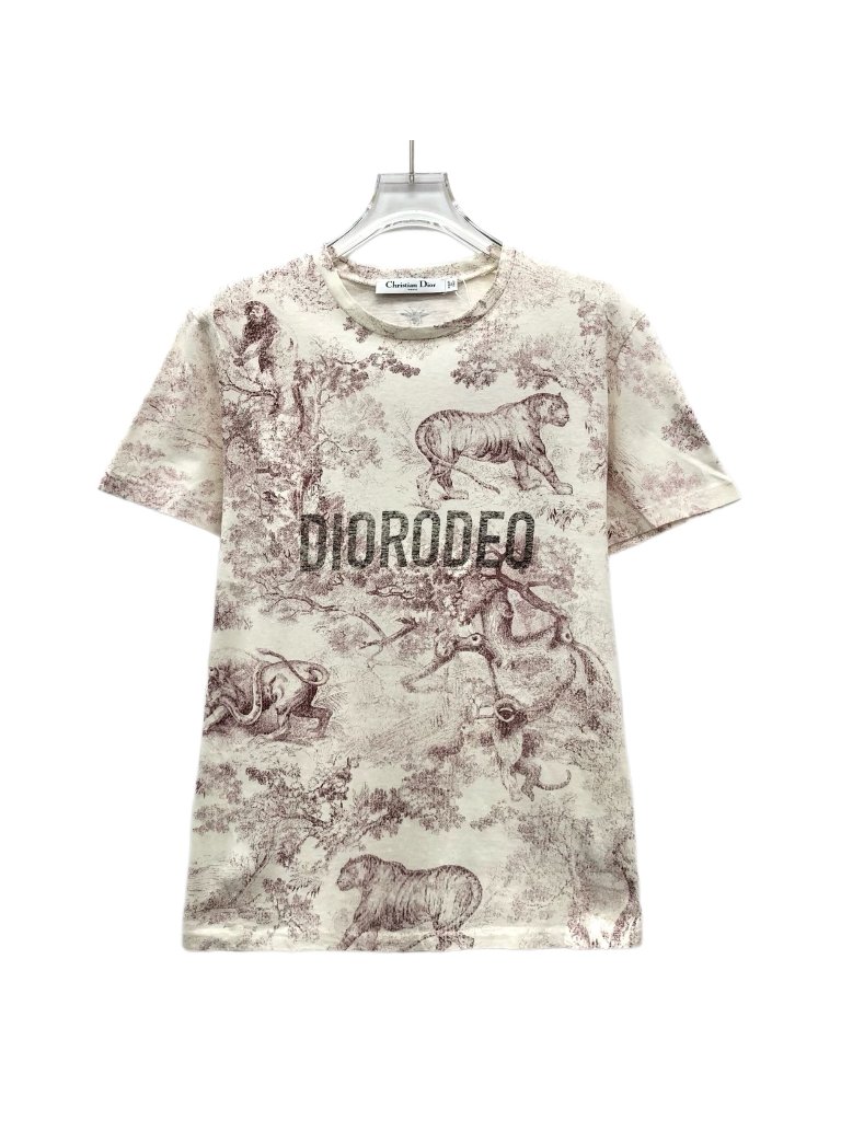 Dior Beige Zoo Series Crew Neck T-Shirt
